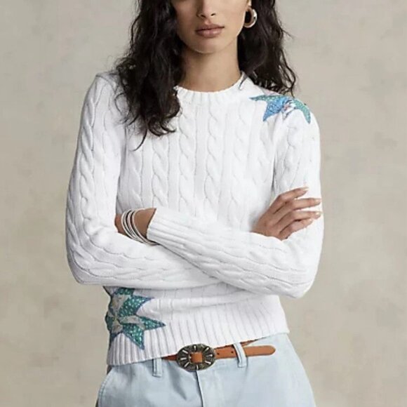 Ralph Lauren Polo Denim Supply Quilted-Motif Cable-Knit Cotton Sweater - Picture 6 of 8